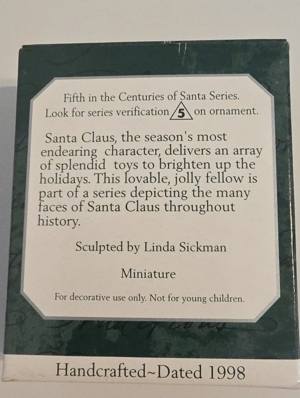 Vintage 1998 Hallmark Keepsake Centuries Of Santa Minature Christmas Ornament